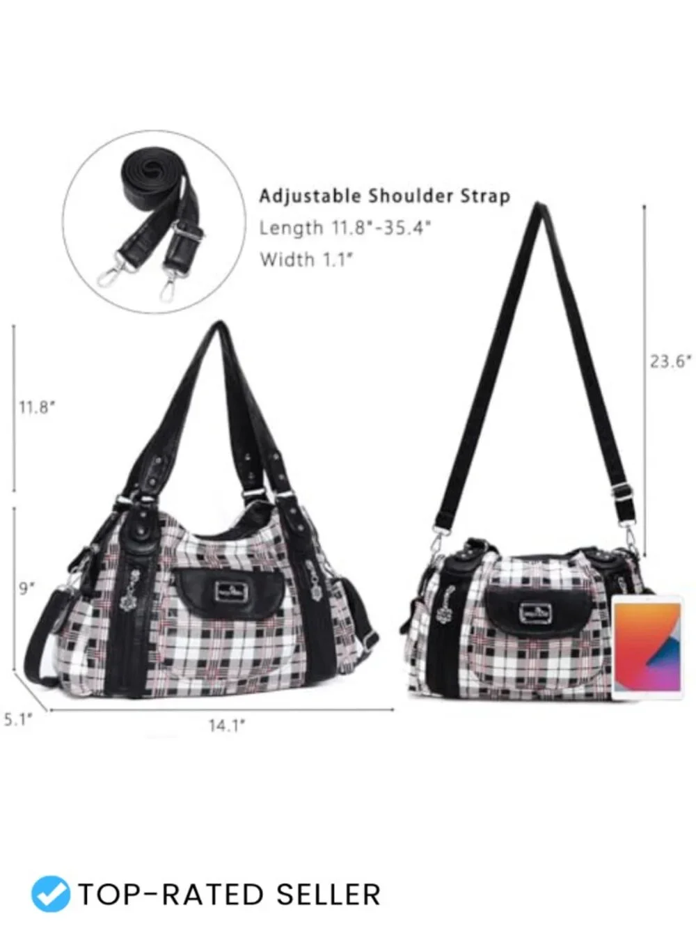 Large Hobo Tote Purse for Women, Faux Leather Satchel with Multiple Pockets